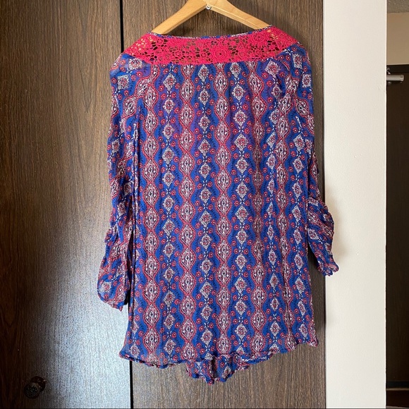 Lucky Brand Paisley Peasant Top - Picture 2 of 5